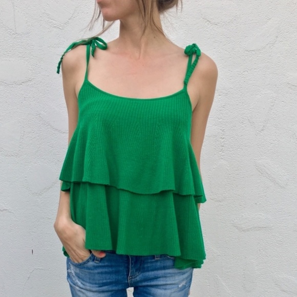 J. Crew Tops - J Crew merino wool tiered green tank top
